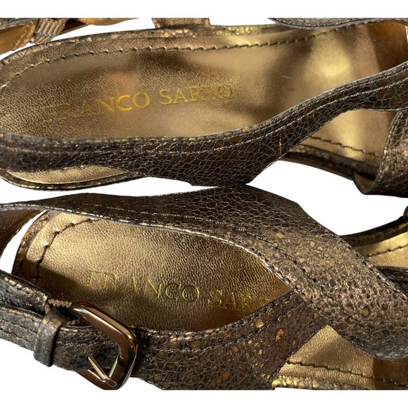 Franco Sarto Wedge Sandal Womens 8.5 Heels Shoes Metallic Leather Upper L-Grace - Picture 9 of 11